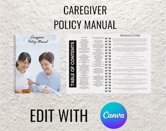 Home Care Policy & Procedure Manual | Editable Non-Medical Agency Policies Home Care Agency Employee Handbook (Canva PDF)