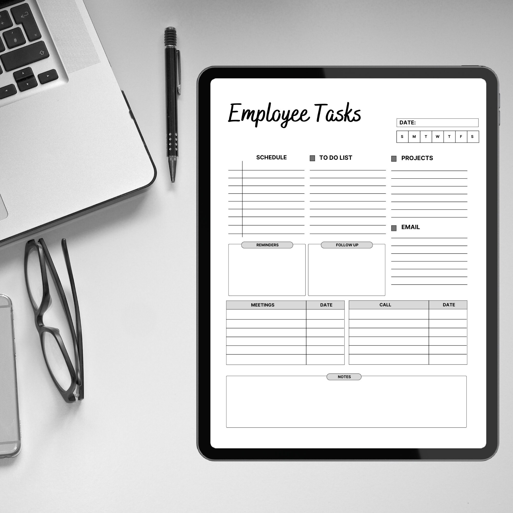 Employee Task List Template Printable Employee Log Work Job Allocation ...