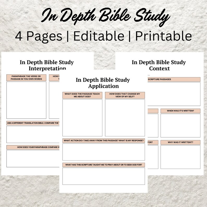 In-depth Bible Study Template: Editable & Printable (canva) - Etsy