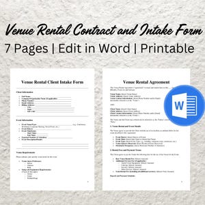 Editable Venue Rental Contract Template Bundle: Client Intake Forms (Word, PDF Downloadable