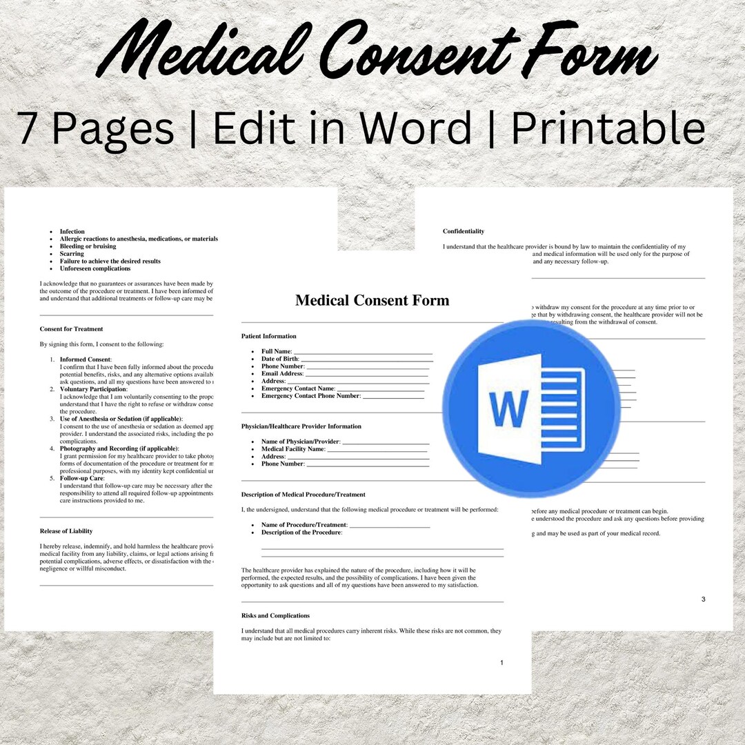 Medical Consent Form Template Editable Child Medical Consent Printable ...