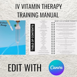 IV Vitamin Therapy Training Manual Editable Guide for IV Infusions Intravenous Nutrient Therapy and Hydration Course Book - PDF Template