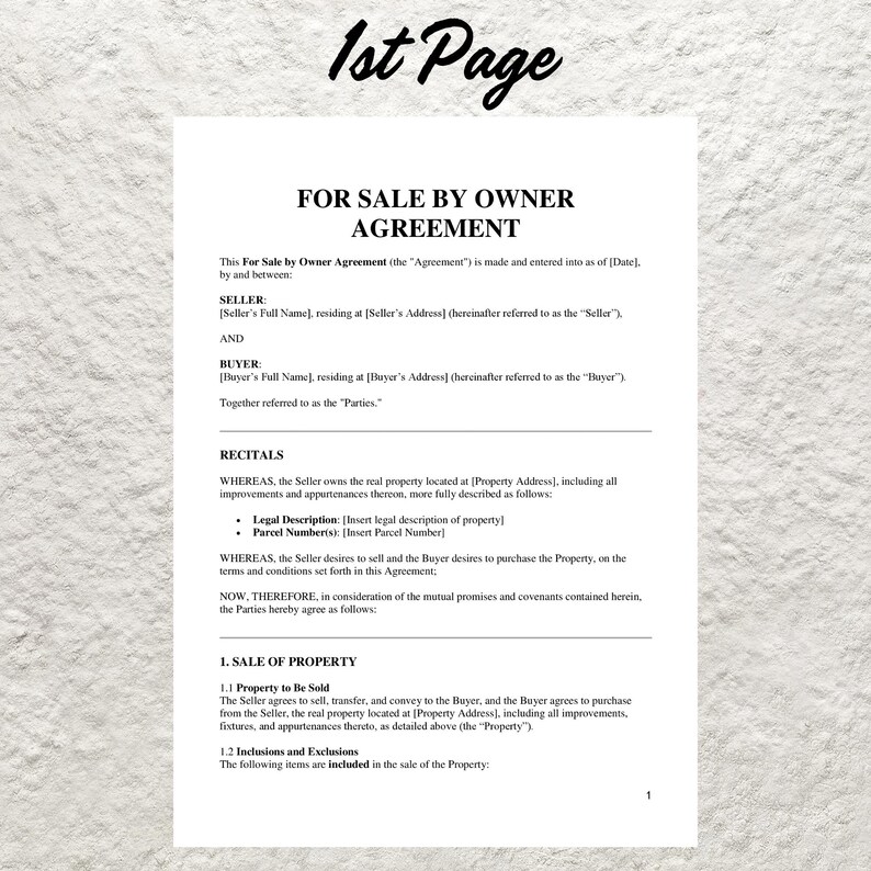 FSBO Contract Template – Editable Real Estate Agreement (PDF) - Etsy