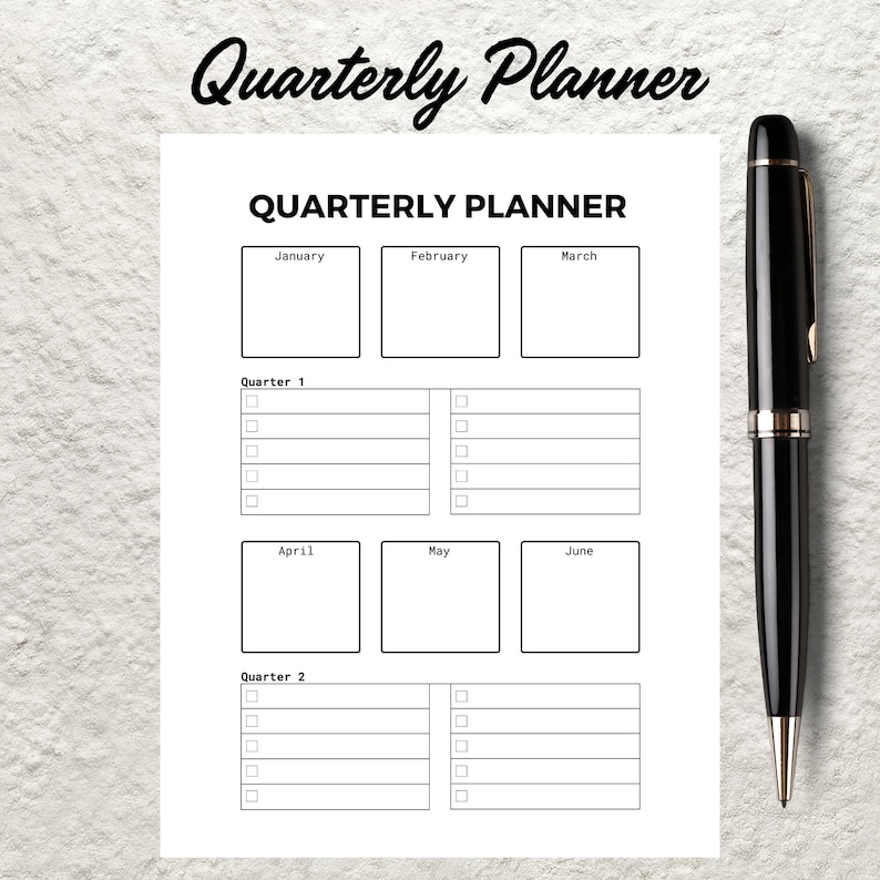 Quarterly Planner Template Printable Yearly Planner Quarterly Goal ...