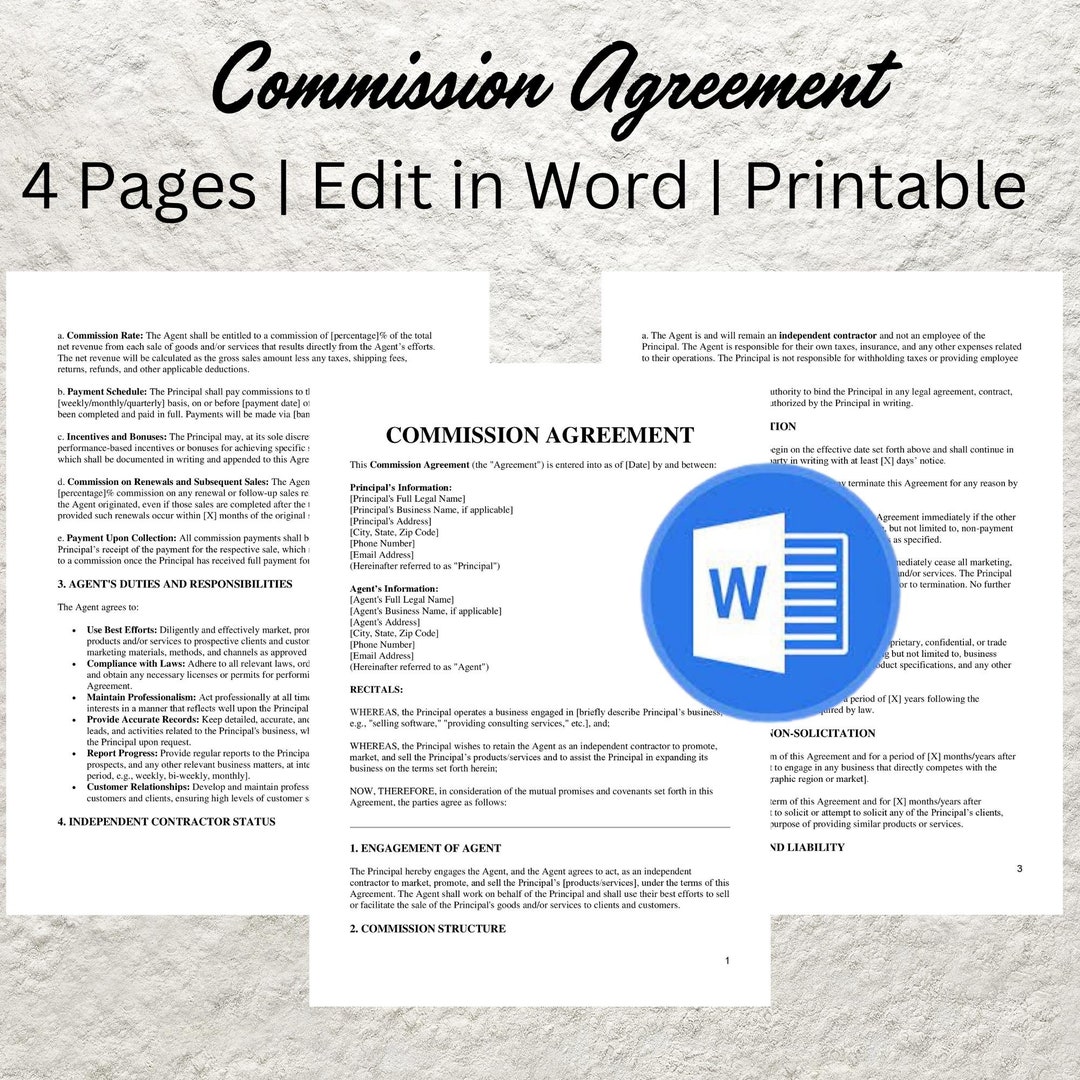 Editable Commission Agreement Template: Sales Contract (PDF Download ...