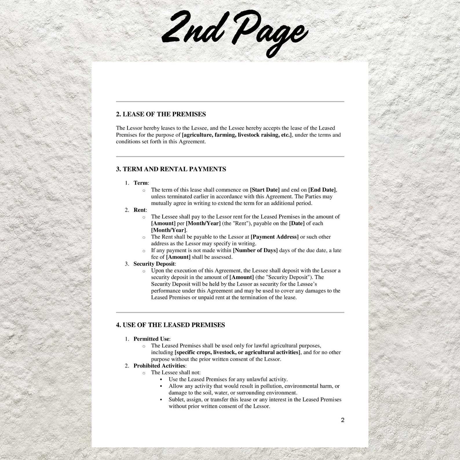 Farm Lease Contract Template Editable Farm Land Rent Agreement