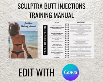 Sculptra Butt Injections Training Manual: BBL Course for Estheticians (Editable PDF eBook Canva Template)