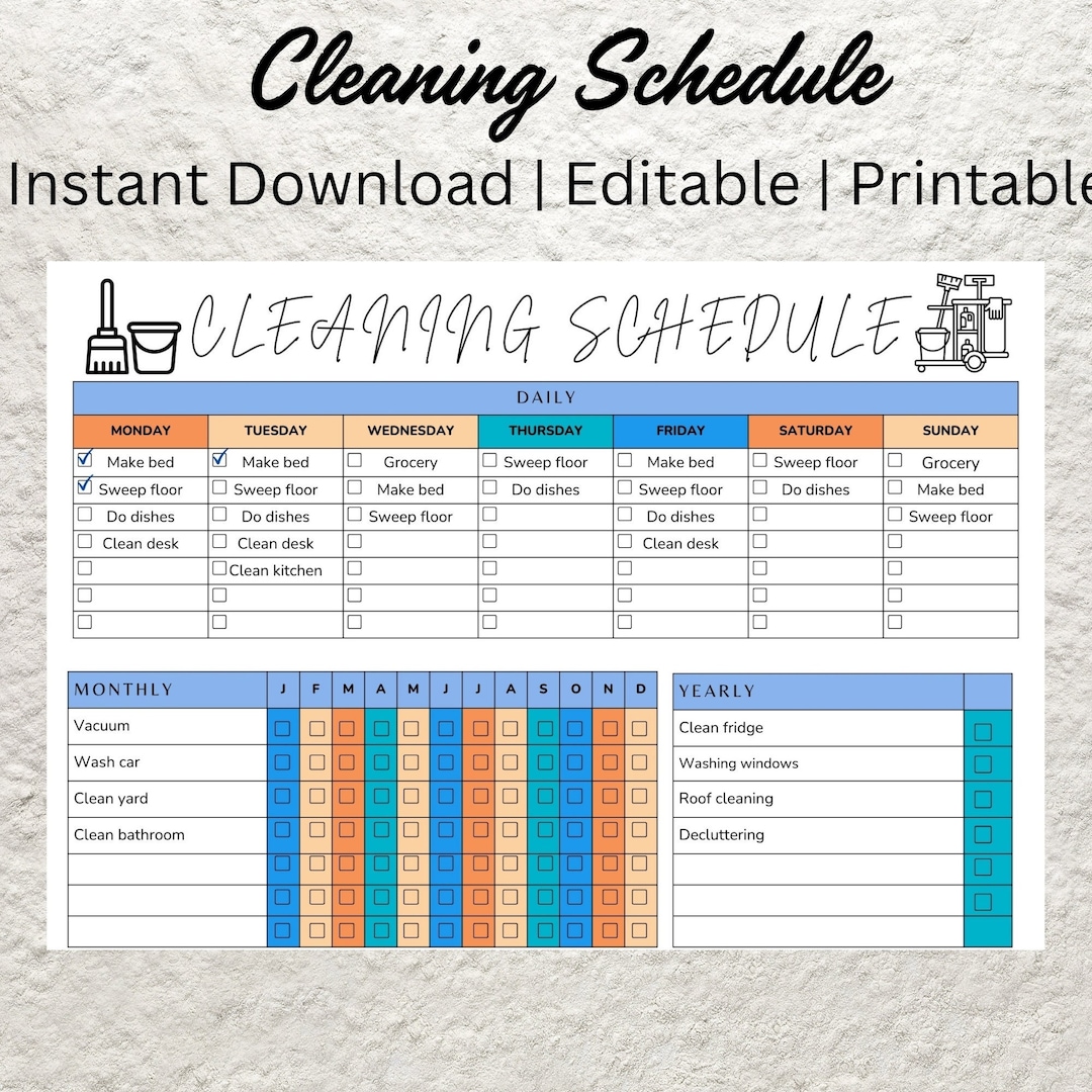 Editable Cleaning Schedule Planner Canva Template Cleaning Checklist ...