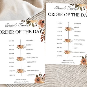 Wedding Order of the Day Timeline Template Editable Wedding Reception Timeline Order of Events Sign Bridal Party Timeline