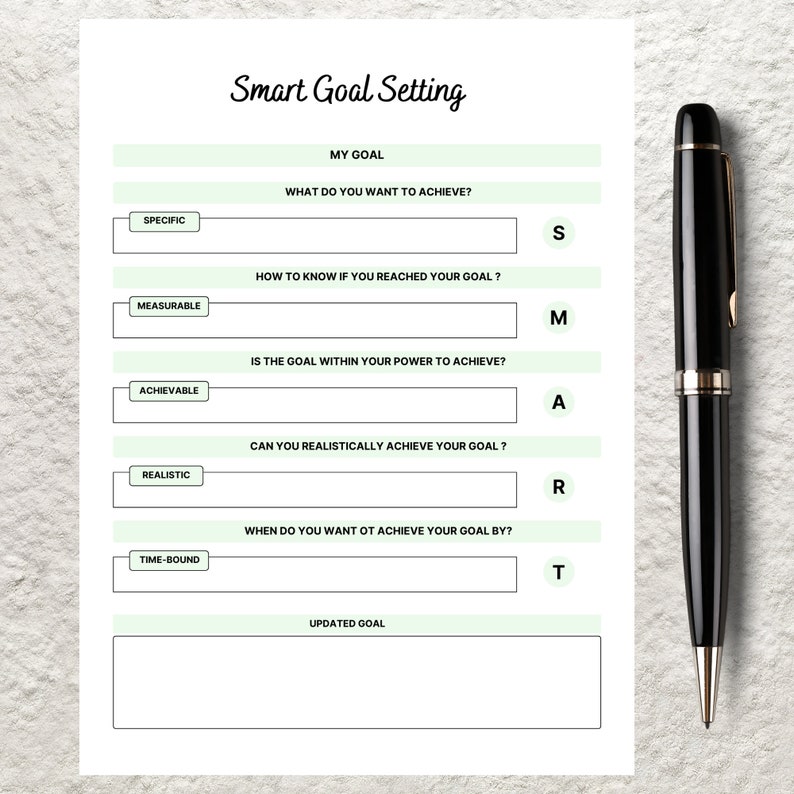 Smart Goals Planner Worksheet Printable Goal Setting Worksheet Template ...