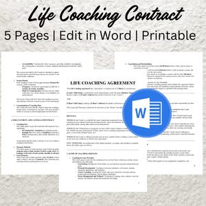 Editable Life Coaching Contract Template: Client Agreement (Word, Printable)