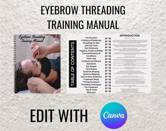 Eyebrow Threading Training Manual: Editable Course Guide & Tinting Tutorial (Canva PDF Template)