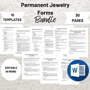 Kit de démarrage d'entreprise de bijoux permanents Formulaire de consentement modifiable pour bijoux permanents Exonération de responsabilité imprimable pour bijoux permanents Entretien des bijoux