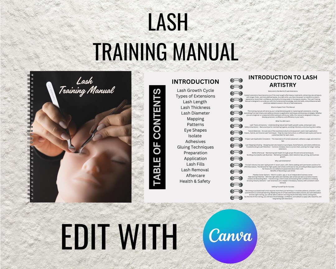 Lash Training Editable Guide | Classic Hybrid Volume Training | Eyelash ...