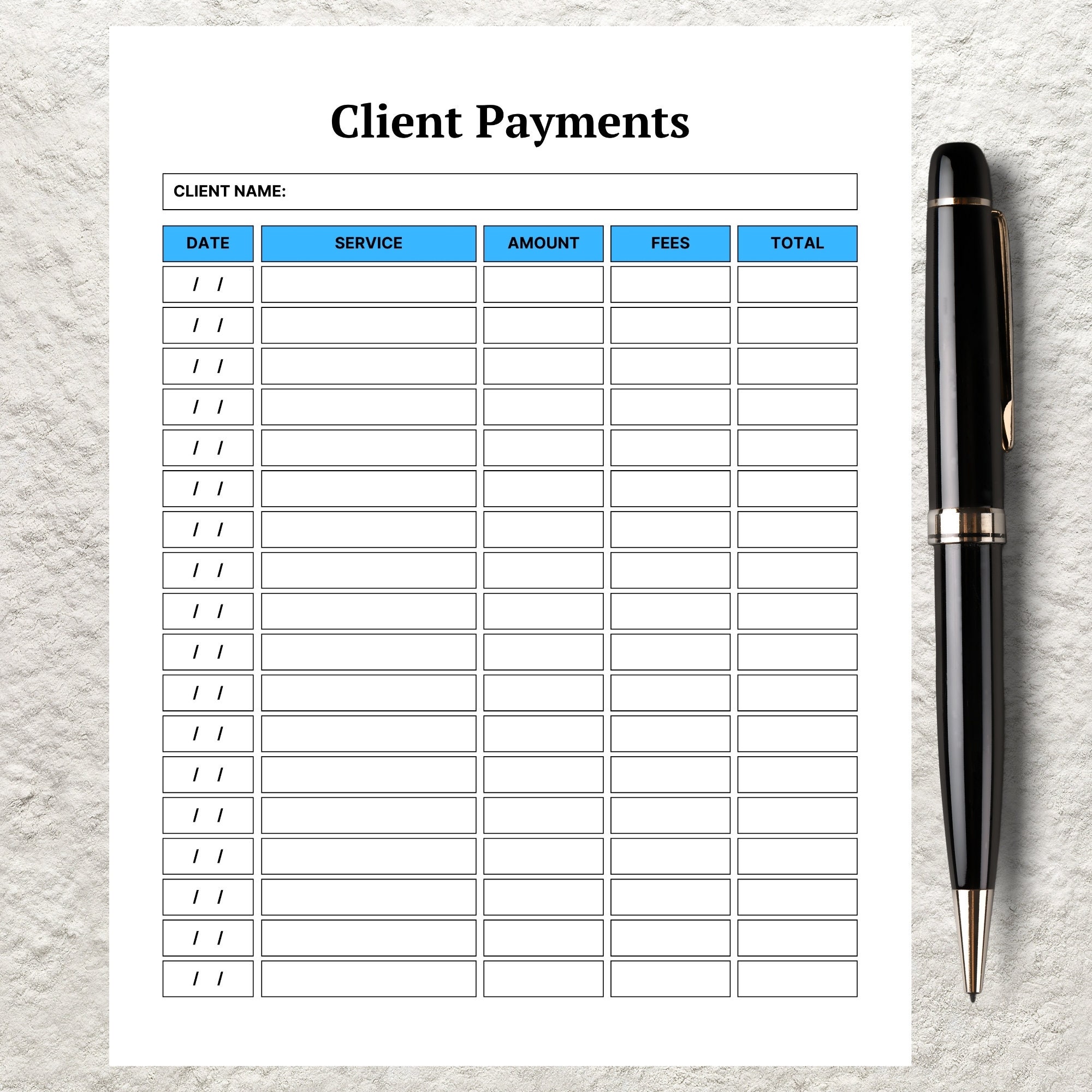 Client Payment Tracker Template Printable Client Payment History Client