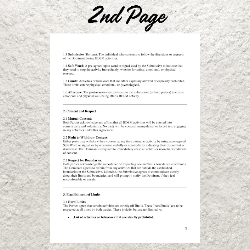 Dom Card Template Simple Design BDSM Contract Template: Editable Dom Sub Agreement (PDF) - Etsy