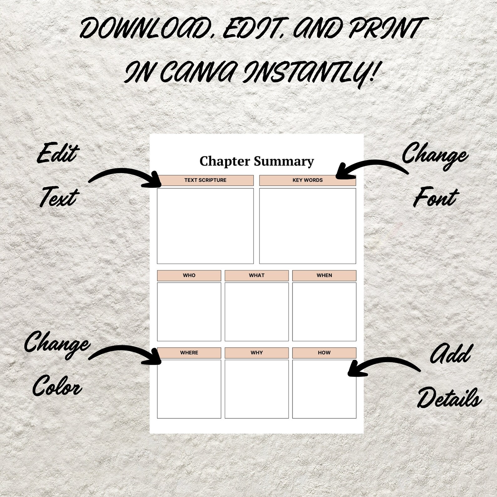 Bible Chapter Summary Template | Printable Study Guide (digital ...