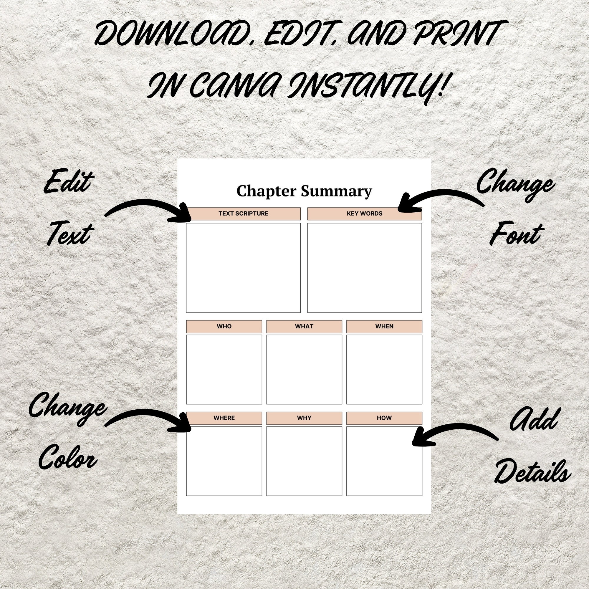 Bible Chapter Summary Template | Printable Study Guide (digital ...