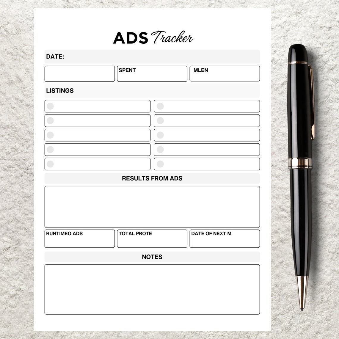 Ad Campaign Tracker Template Printable Ad Tracker Business Advertising ...