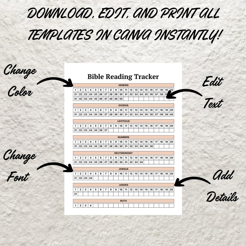 Bible Reading Tracker Printable Bible Reading Plan Checklist Daily ...