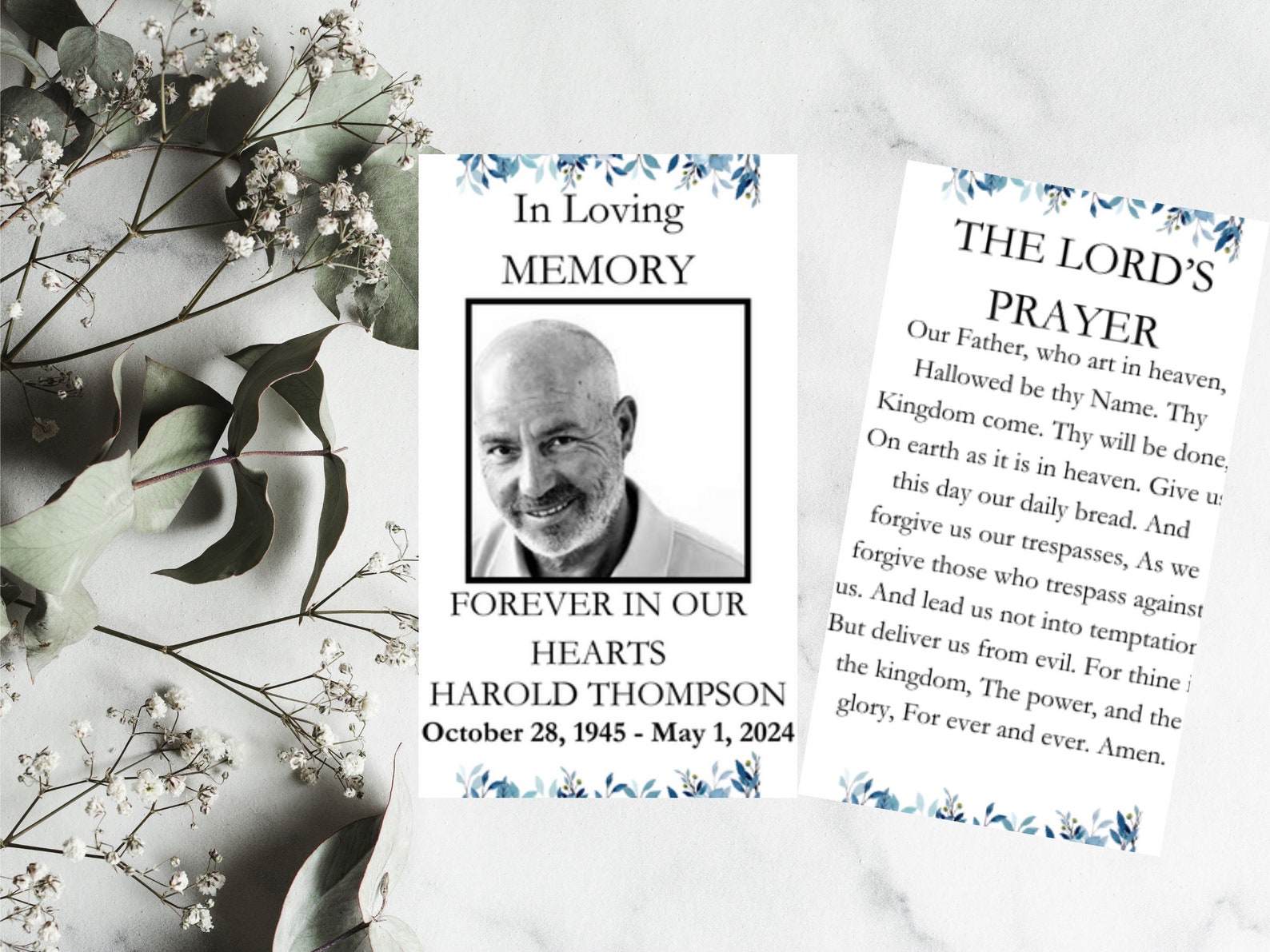 Editable Funeral Prayer Memorial Card Template Printable Obituary Card ...