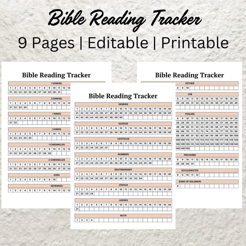 Bible Reading Tracker Printable Bible Reading Plan Checklist Daily ...