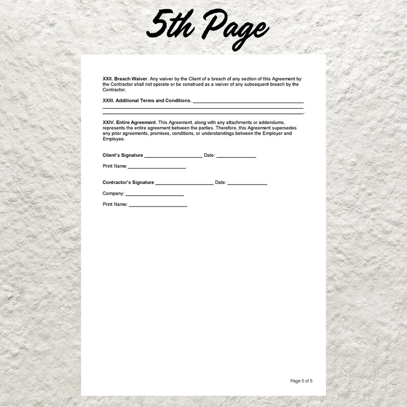 Construction Contract Template Editable Construction Contractor