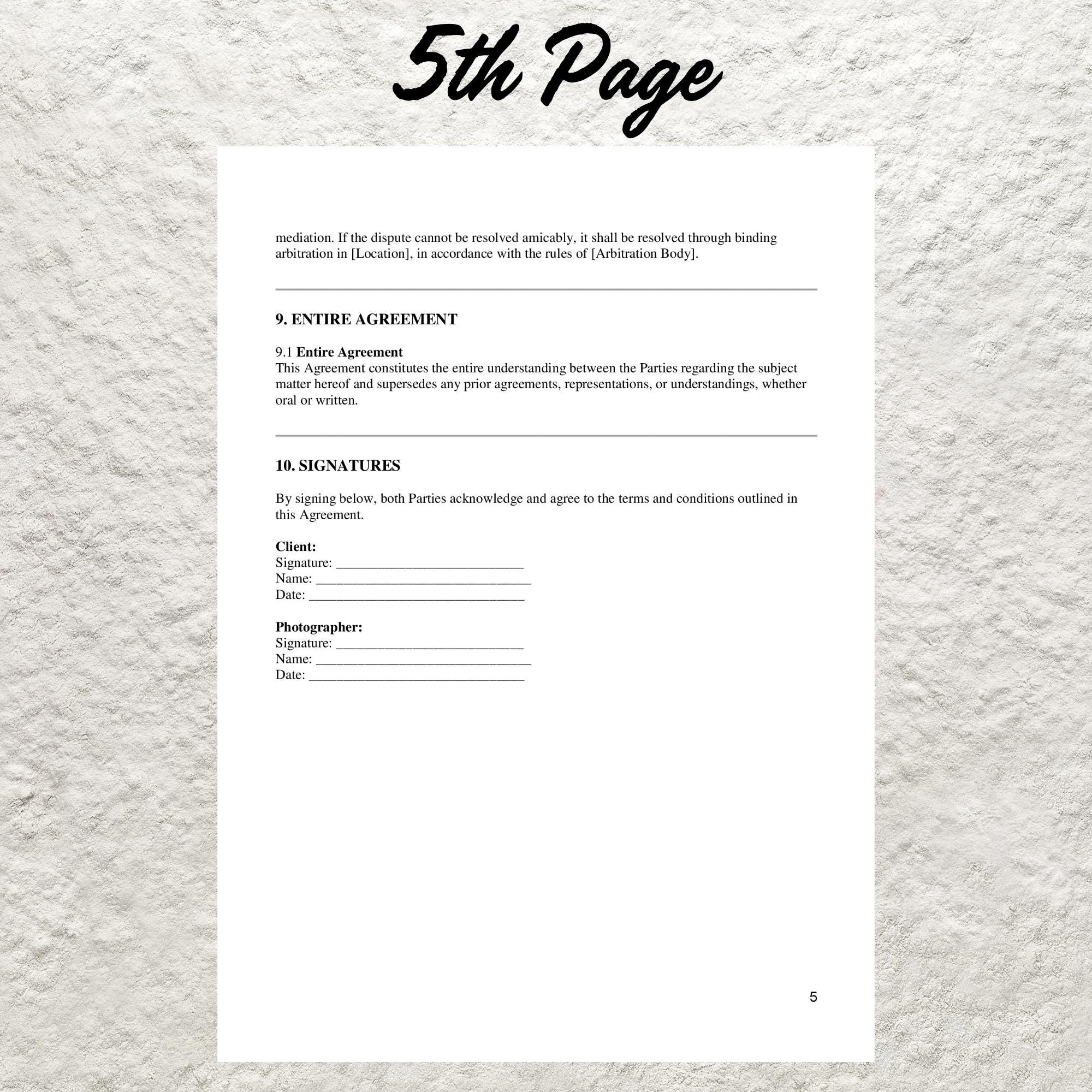 Boudoir Photography Client Contract Template Editable Boudoir Client ...