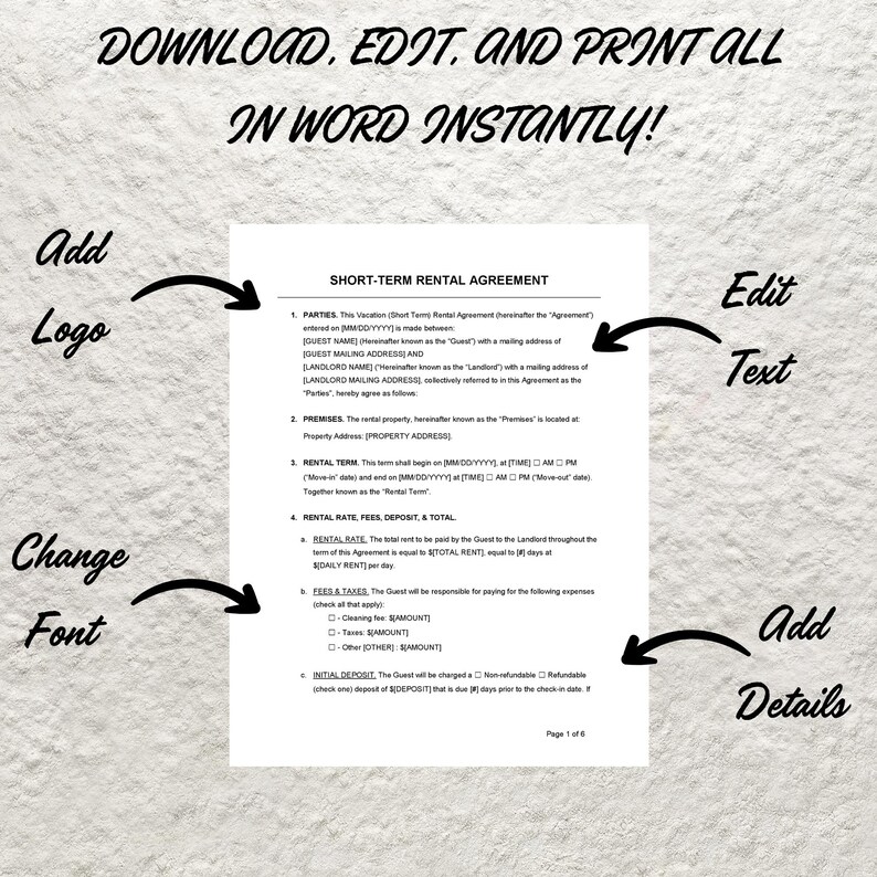 Airbnb Contract Template Bundle Airbnb Co Host Agreement Airbnb
