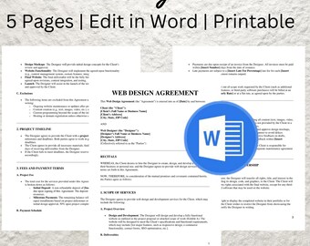 Editable Web Design Contract Template: Freelance Designer Agreement (Printable)