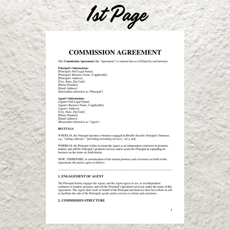 Editable Commission Agreement Template: Sales Contract (PDF Download ...