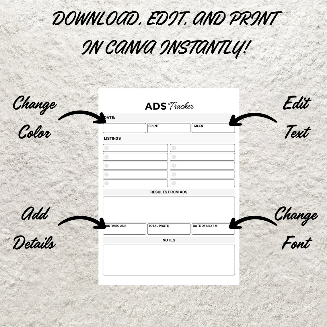 Ad Campaign Tracker Template Printable Ad Tracker Business Advertising ...