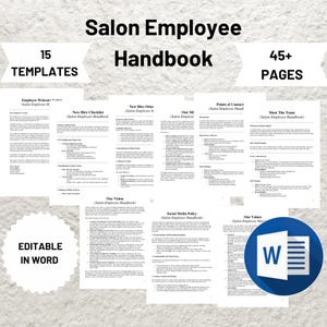 Beauty Salon Employee Handbook Editable Staff Policies and Procedures Printable Template for Hair Salon Owners and Teams - PDF Guide