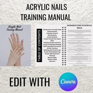 Acrylic Nails Training Manual Editable Step by Step Nail Tech Guide Acrylic Extensions Course Workbook and eBook Template - Canva PDF