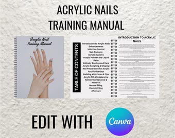 Acrylic Training Manual | Acrylic Nails Editable Training Manual | Nail Tech Manual | Nail Educator Manual