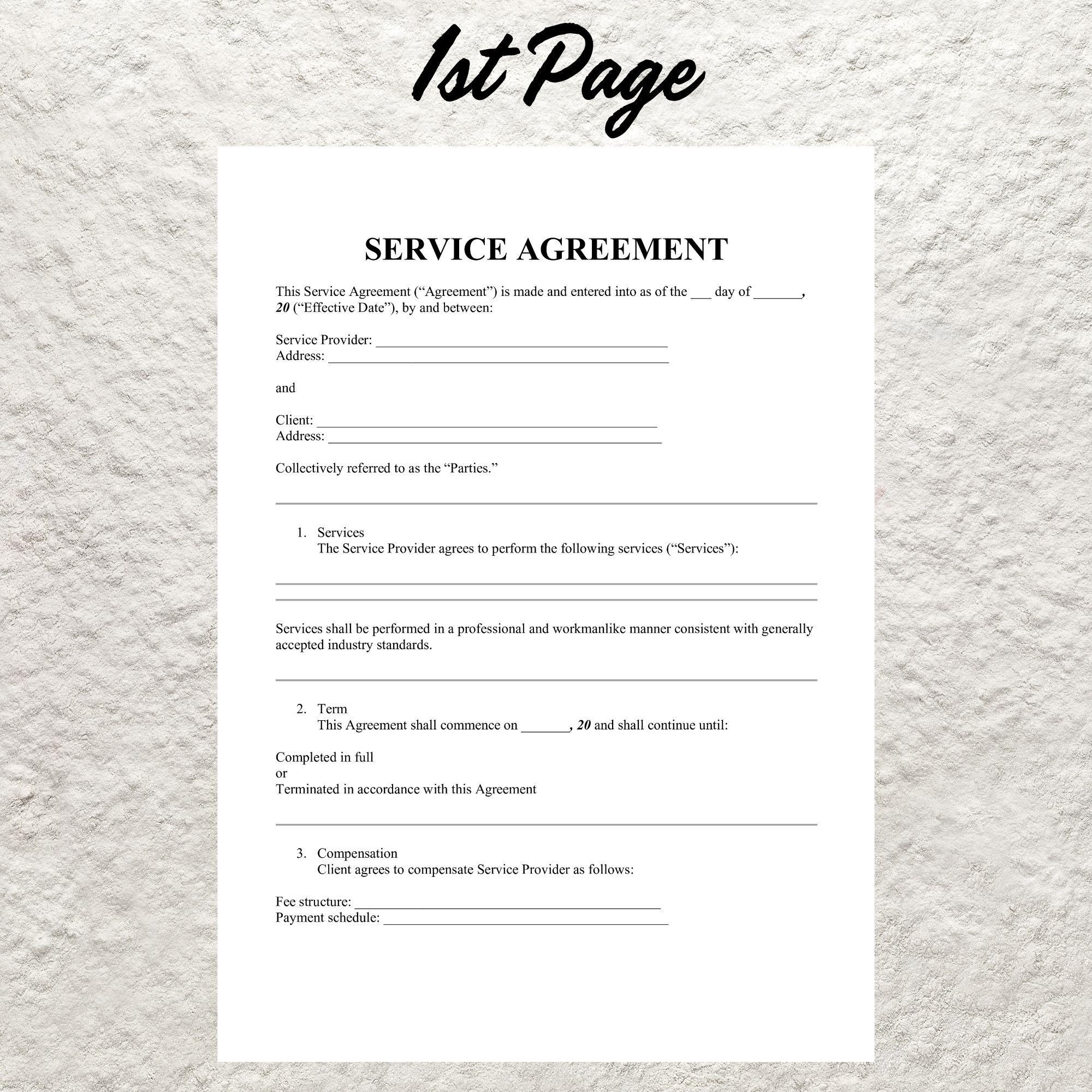 Printable Service Contract Templates. Services Contract Agreement ...