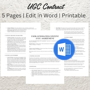 UGC Contract Template: User Generated Content Creator Agreement (Word Format)
