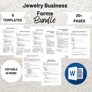 Editable Jewelry Business Forms Bundle, Care Instructions, Jewelry Business Starter Kit, Order Form, Jewelry Care Template, Jewelry Tools