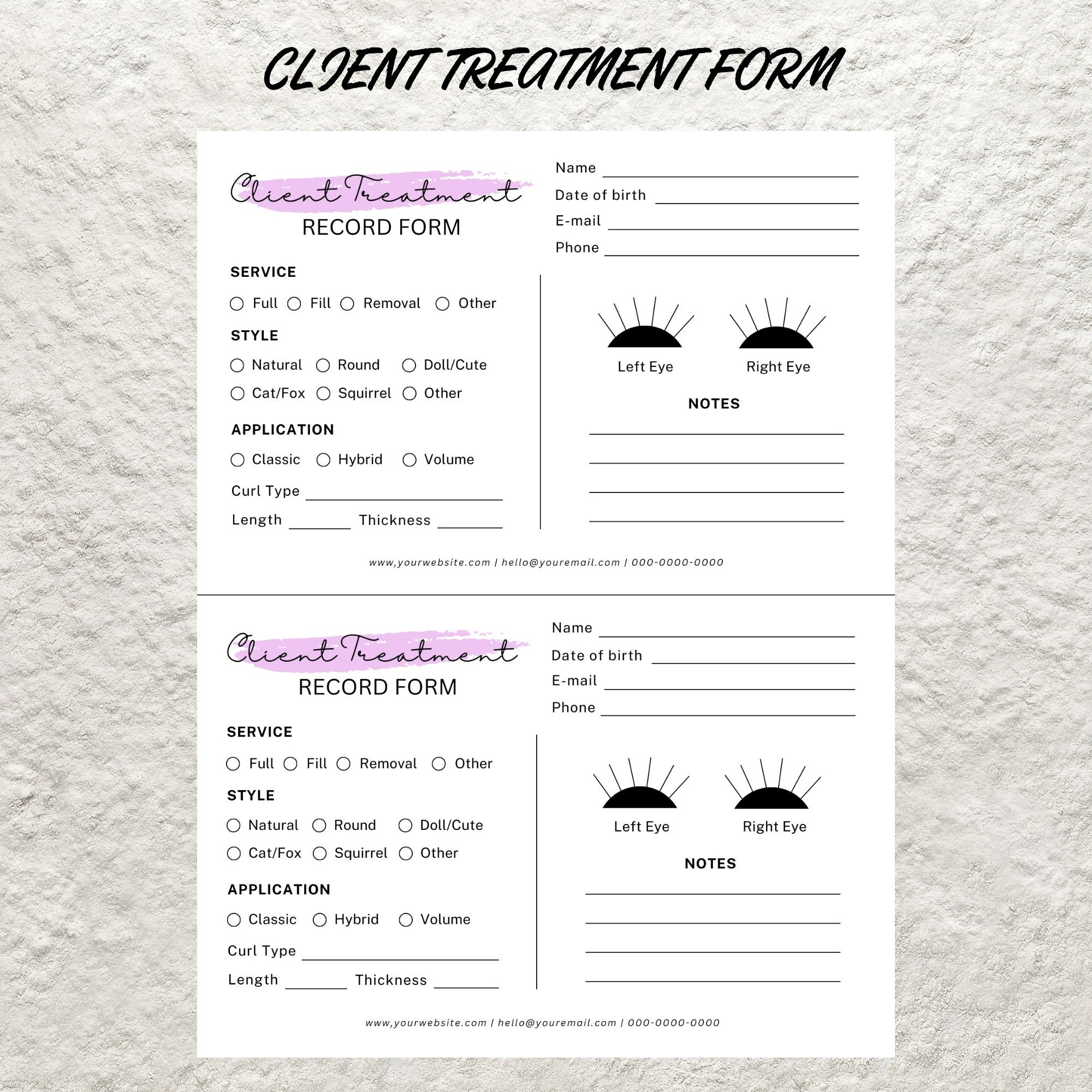 Eyelash Extension Forms Template Editable Printable Lash Consent Form ...