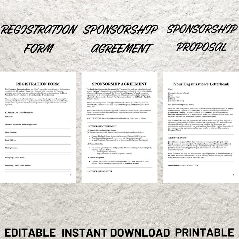 Proposal Register Fundraiser Forms Bundle, Fundraiser School, Pick A Date to Donate ...