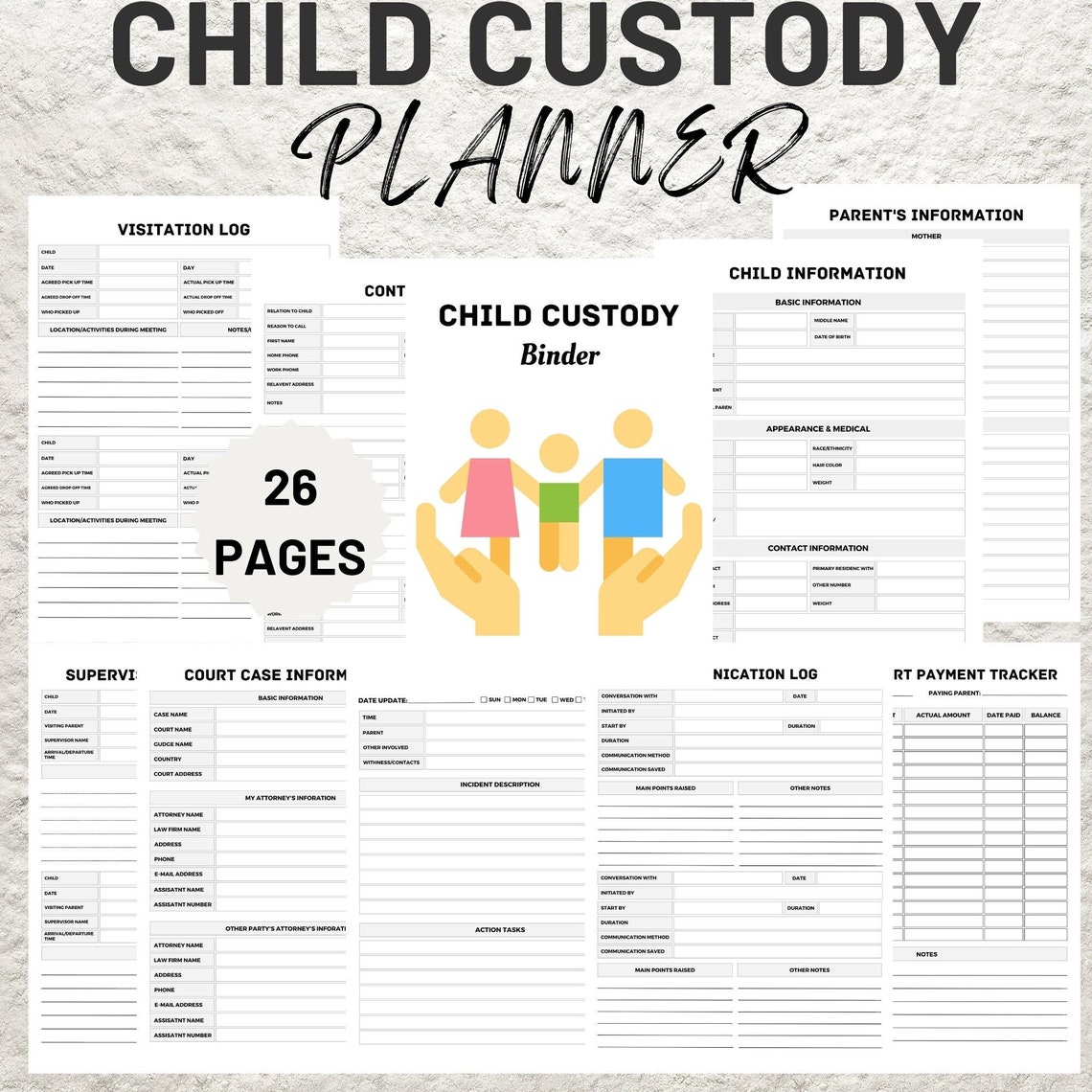 Child Custody Binder Printable Child Custody Planner Co-parenting ...