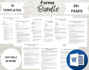 Lash Lift Client Forms, Brow Lamination, Lash Lift, Tint Forms, Editable Lash Consent Templates, Lash Tech Consultation, Esthetician Forms