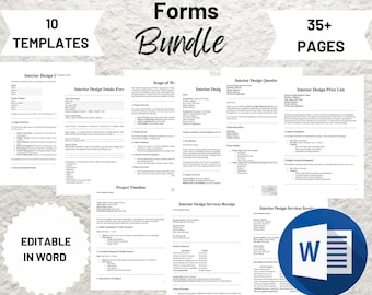Interior Designer Contract/Agreement, Freelance Interior Designing Client Proposal Presentation, Intake Form, FF&E Schedule Template