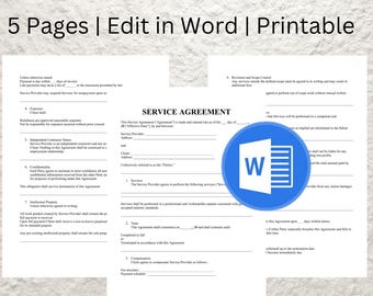 Printable Service Contract Templates. Services Contract Agreement. Service Contract form. Editable Google Docs, Word, PDF. Instant Download