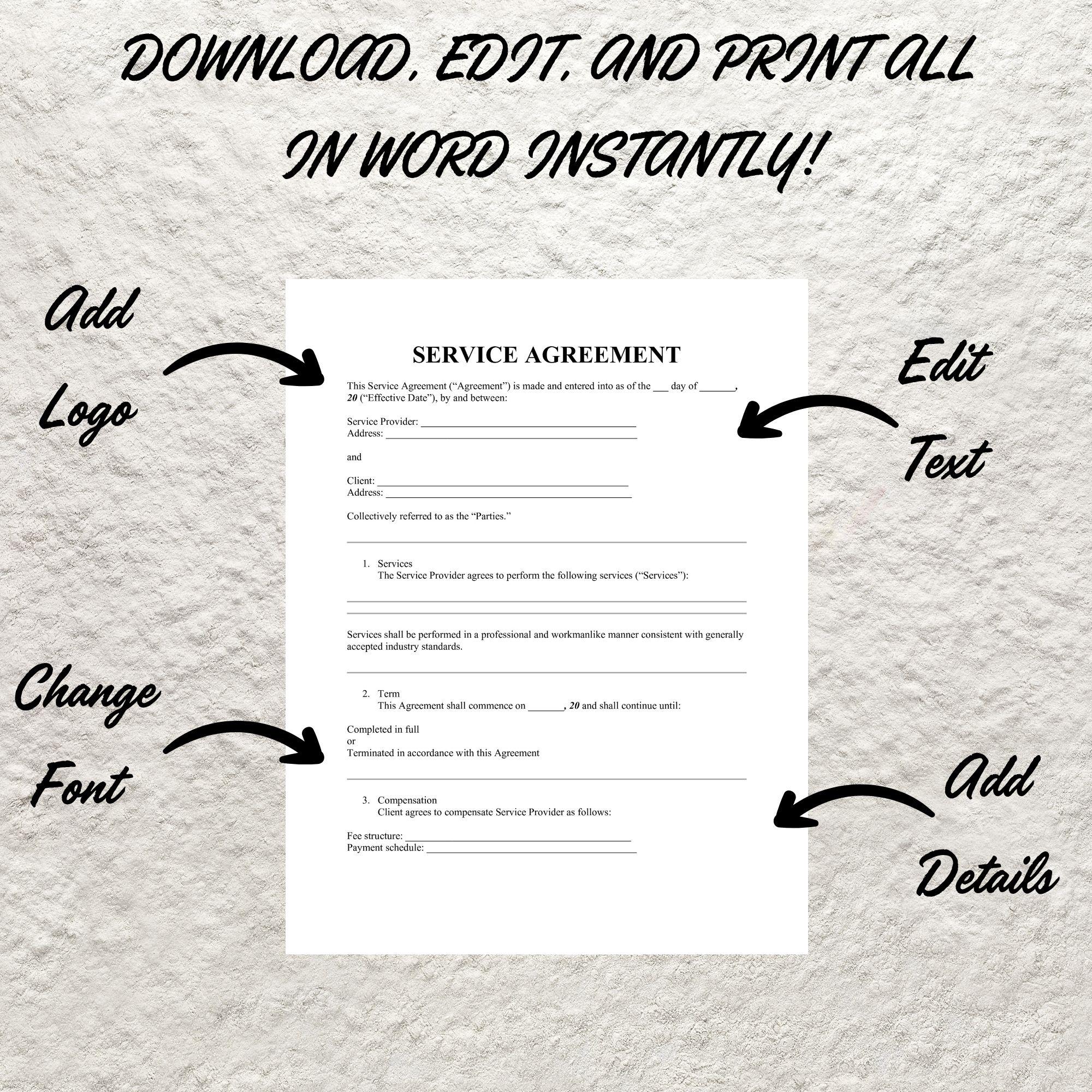 Printable Service Contract Templates. Services Contract Agreement ...