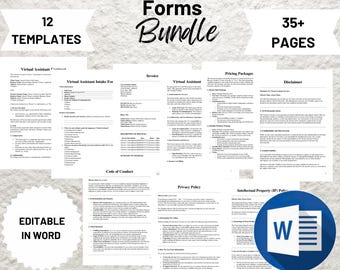 Virtual Assistant Forms Bundle: Editable Business Templates (Instant Download)