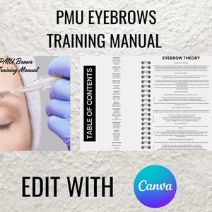 PMU Brow Training Manual: Microblading, Shading, Ombre (Editable, Printable)