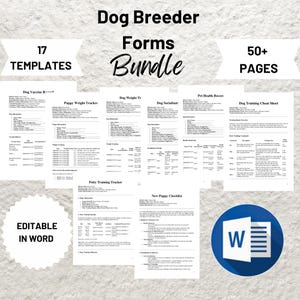Puppy Breeder Starter Kit Editable Dog Breeder Forms Bundle Printable Service Agreement Pet Sale Contract and Adoption Sheets - PDF