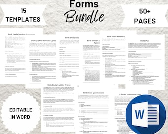 Birth Doula Contract Agreement, Birth Doula Client Intake Form, Editable Paperwork, Welcome Book, Price List Template, Invoice
