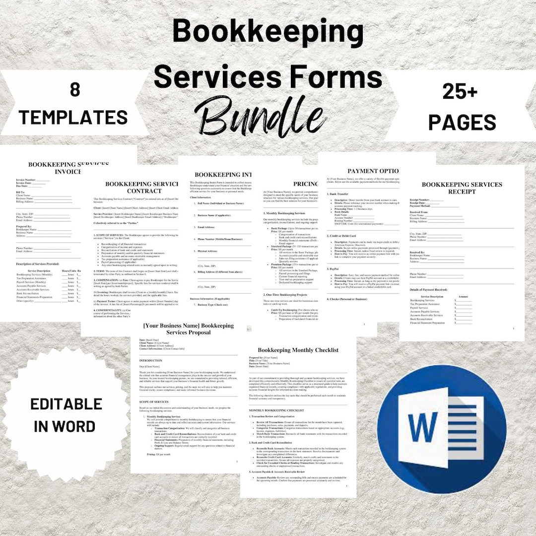 Bookkeeping Service Contract, Freelance Bookkeeper Client Intake Form ...